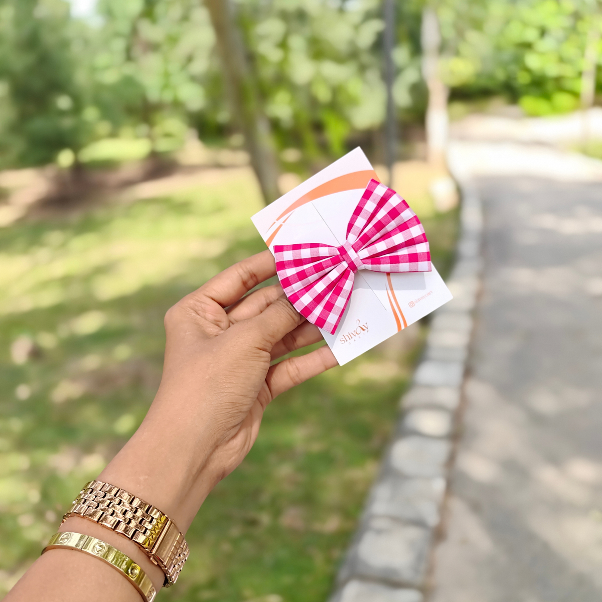 Red Check Bow