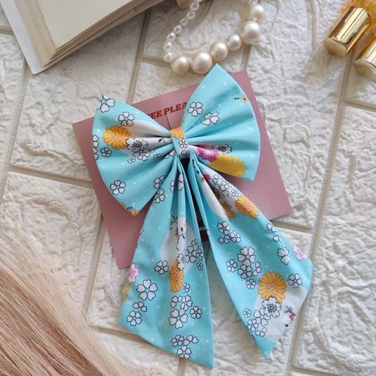 Sky Sparkle Long Pigtail Bow