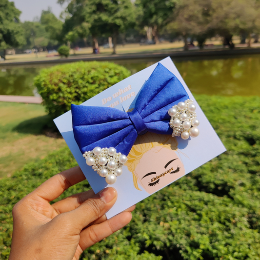 Pearl bow - Royal blue